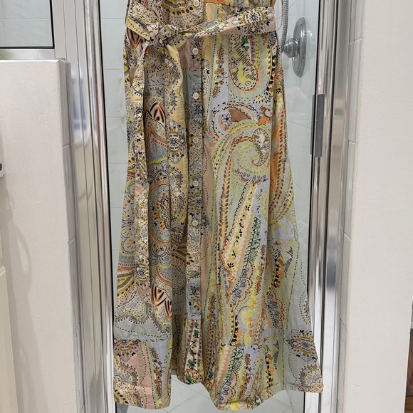 Zara Printed Belted Shirt Paisley sleeveless 100% cotton size large - Picture 8 of 11